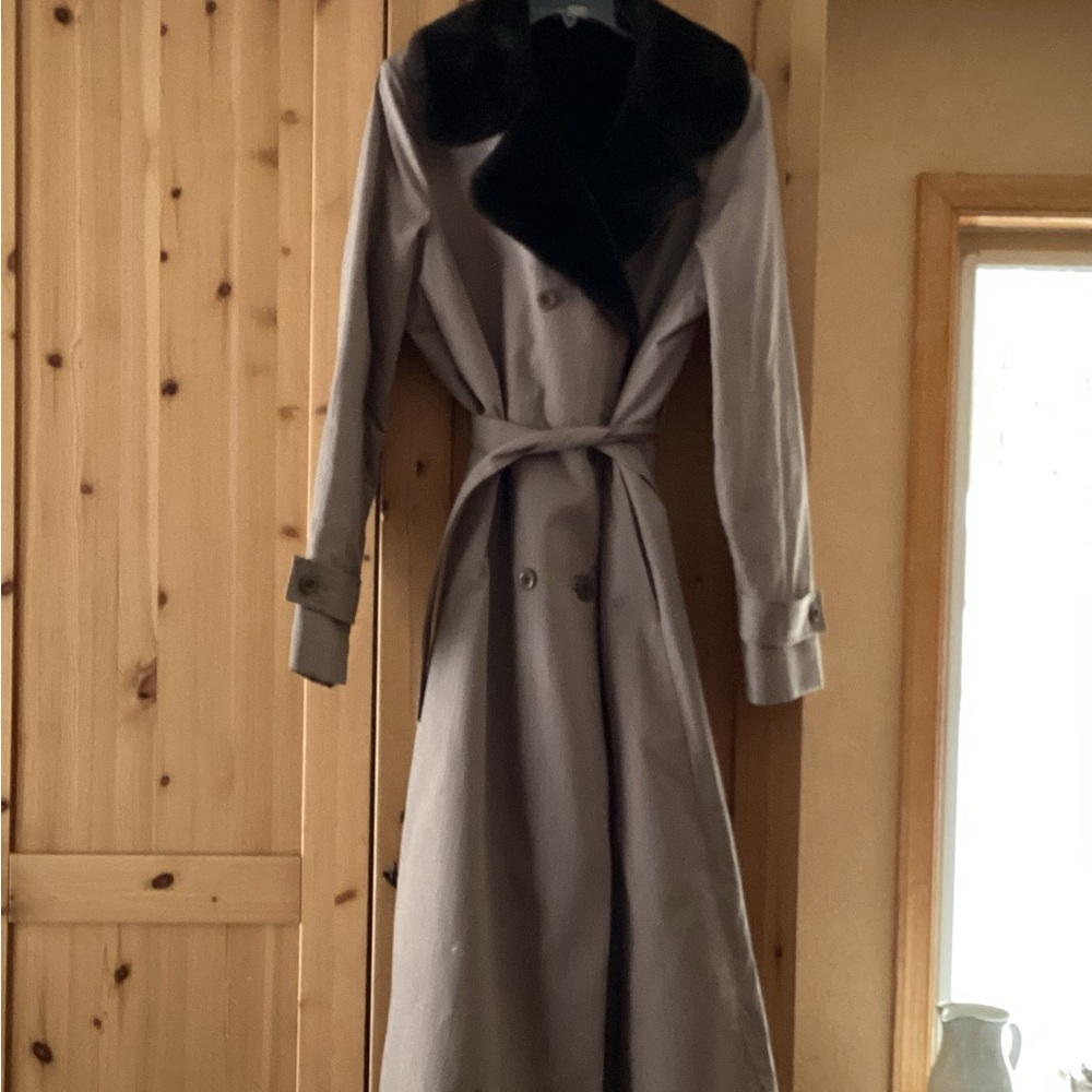 ⚜️ VINTAGE TRENCH COAT FAUX FUR lined Trench COAT  EPLVC  WARM OUTERWEAR